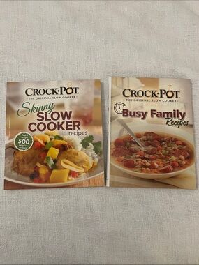 Crock-Pot Cookbook Bundle(2) - Skinny Slow Cooker & Busy Family Recipes NWOT